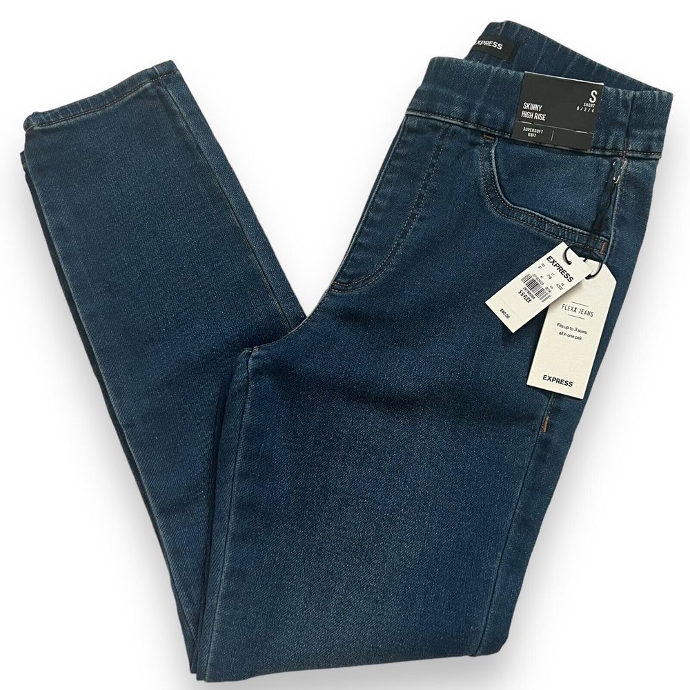 Express Skinny High Rise Supersoft Knit FlexX‎ Jeans Women's S Short Fits 0/2/4